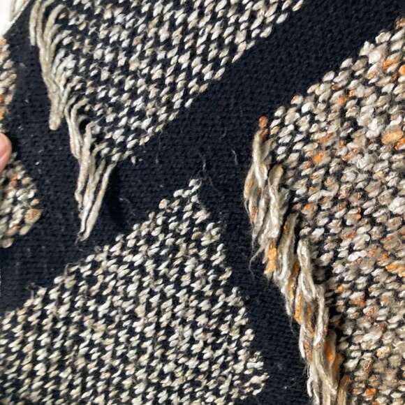 Chicos Wool Blend Fringe Tweed Kinsley Cardigan Sweater M Black Neutral - Picture 9 of 11